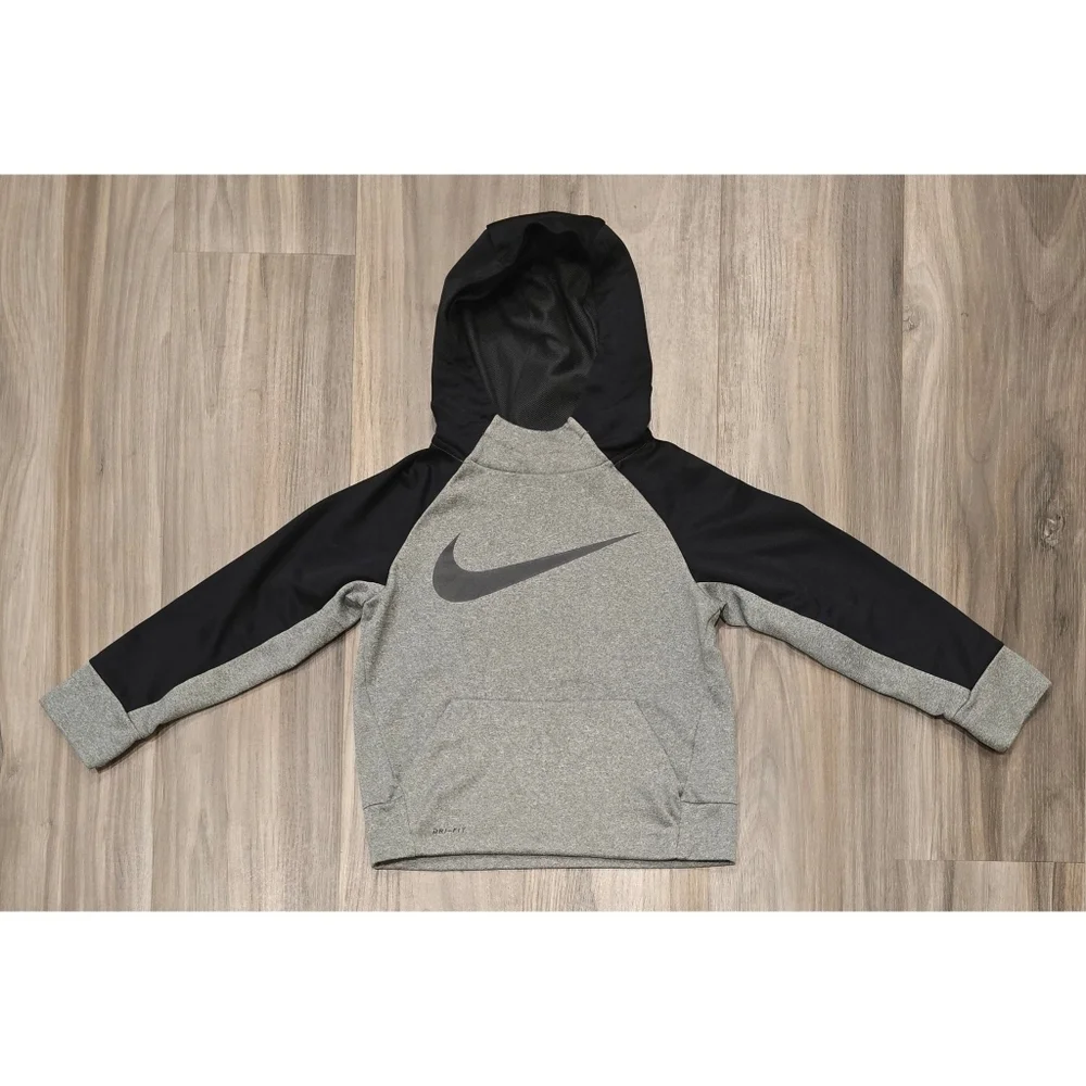 Nike Boys Dri-fit Pullover Hoodie Gray Black size xsmall